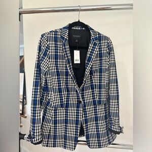 Banana Republic Blue Plaid Blazer - Size 10 - NWT
